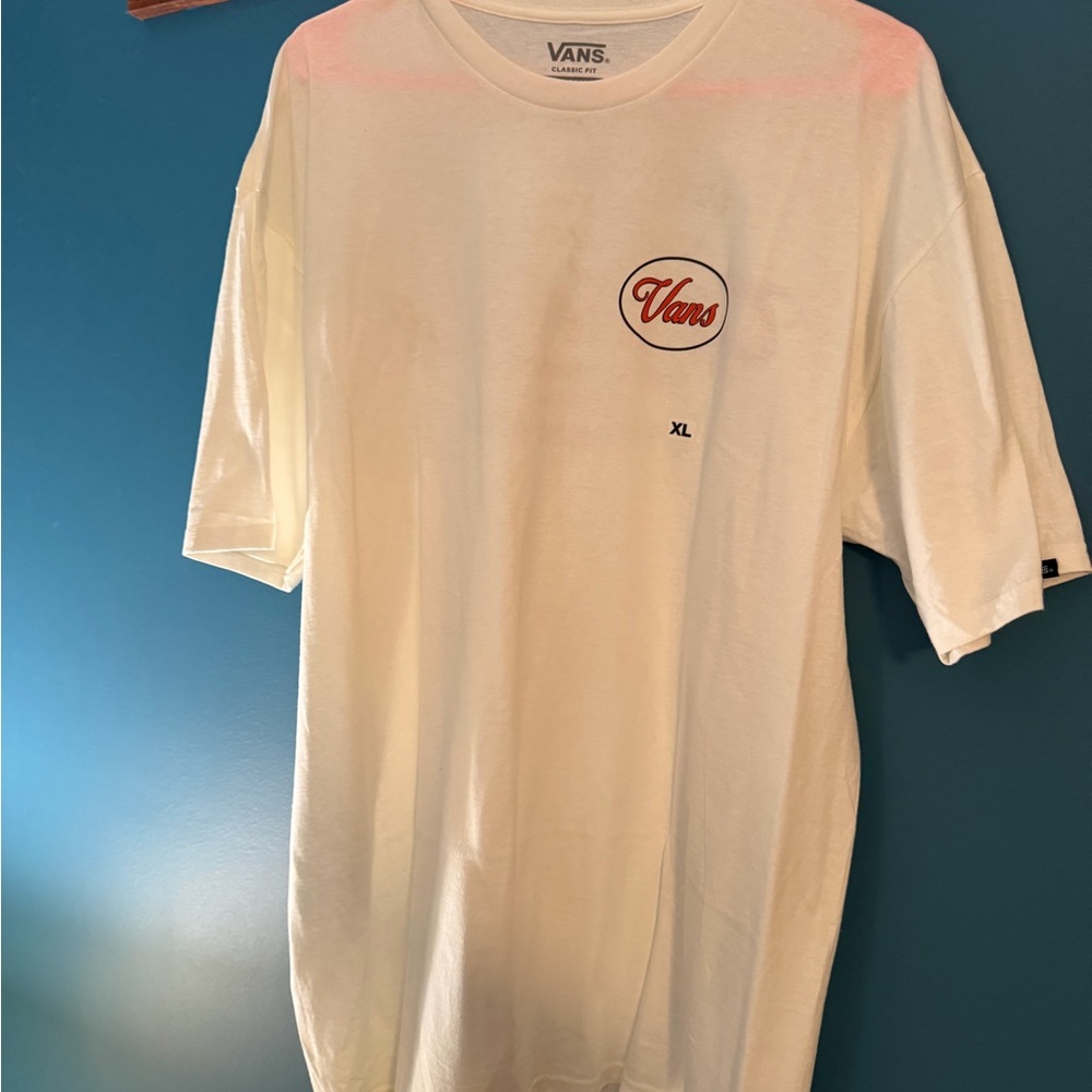 Vans White and Red Logo Men's T-Shirt